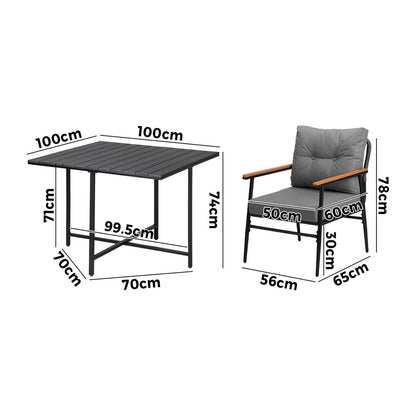Livsip Outdoor Dining Set Garden Black Table and Chairs 4 Seater-Outdoor Dining Set-PEROZ Accessories