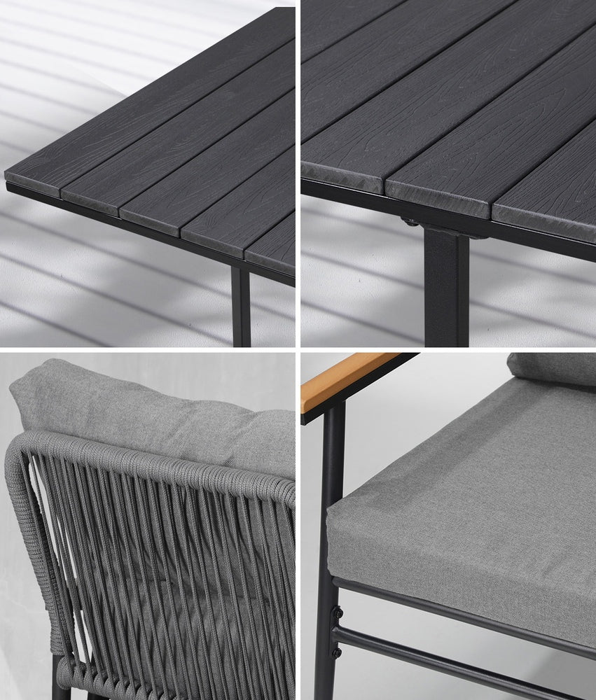 Livsip Outdoor Dining Set Garden Black Table and Chairs 4 Seater-Outdoor Dining Set-PEROZ Accessories