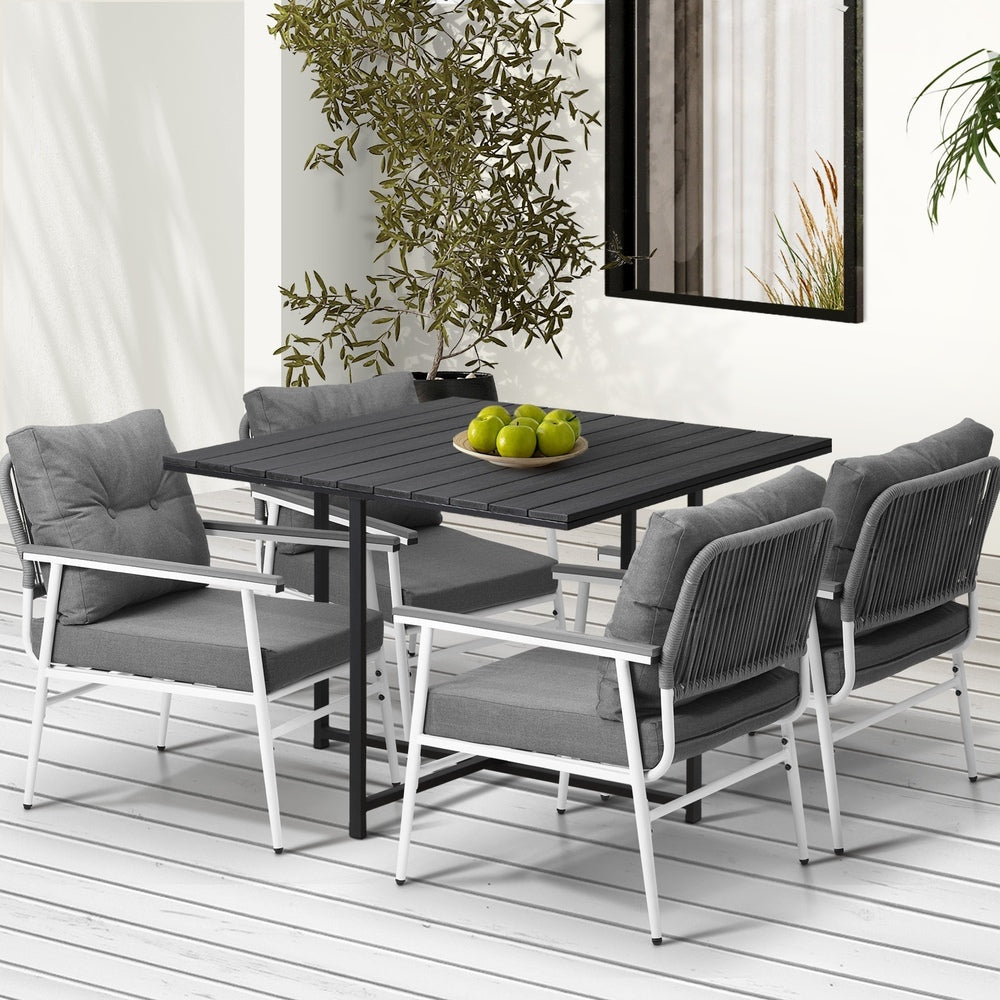 Livsip Outdoor Dining Set Black Table and Chairs 5PCS-Outdoor Dining Set-PEROZ Accessories