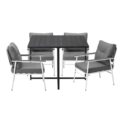 Livsip Outdoor Dining Set Black Table and Chairs 5PCS-Outdoor Dining Set-PEROZ Accessories