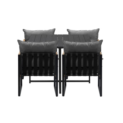 Livsip Outdoor Dining Set Black Table 4 Seater-Outdoor Dining Set-PEROZ Accessories