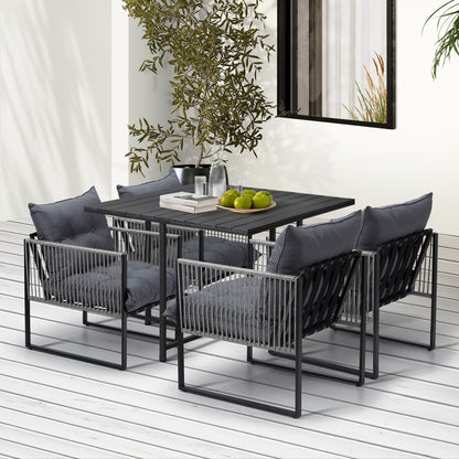 Livsip 5PCS Outdoor Dining Set Garden Table Sofa Chairs with Cushions-Outdoor Dining Set-PEROZ Accessories