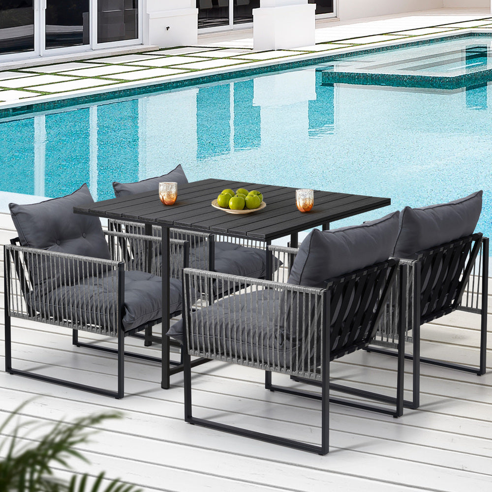 Livsip 5PCS Outdoor Dining Set Garden Table Sofa Chairs with Cushions-Outdoor Dining Set-PEROZ Accessories