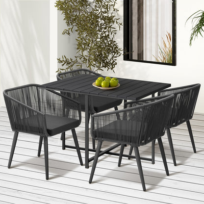 Livsip 5PCS Outdoor Dining Set Black Table Lounge Chairs-Outdoor Dining Set-PEROZ Accessories