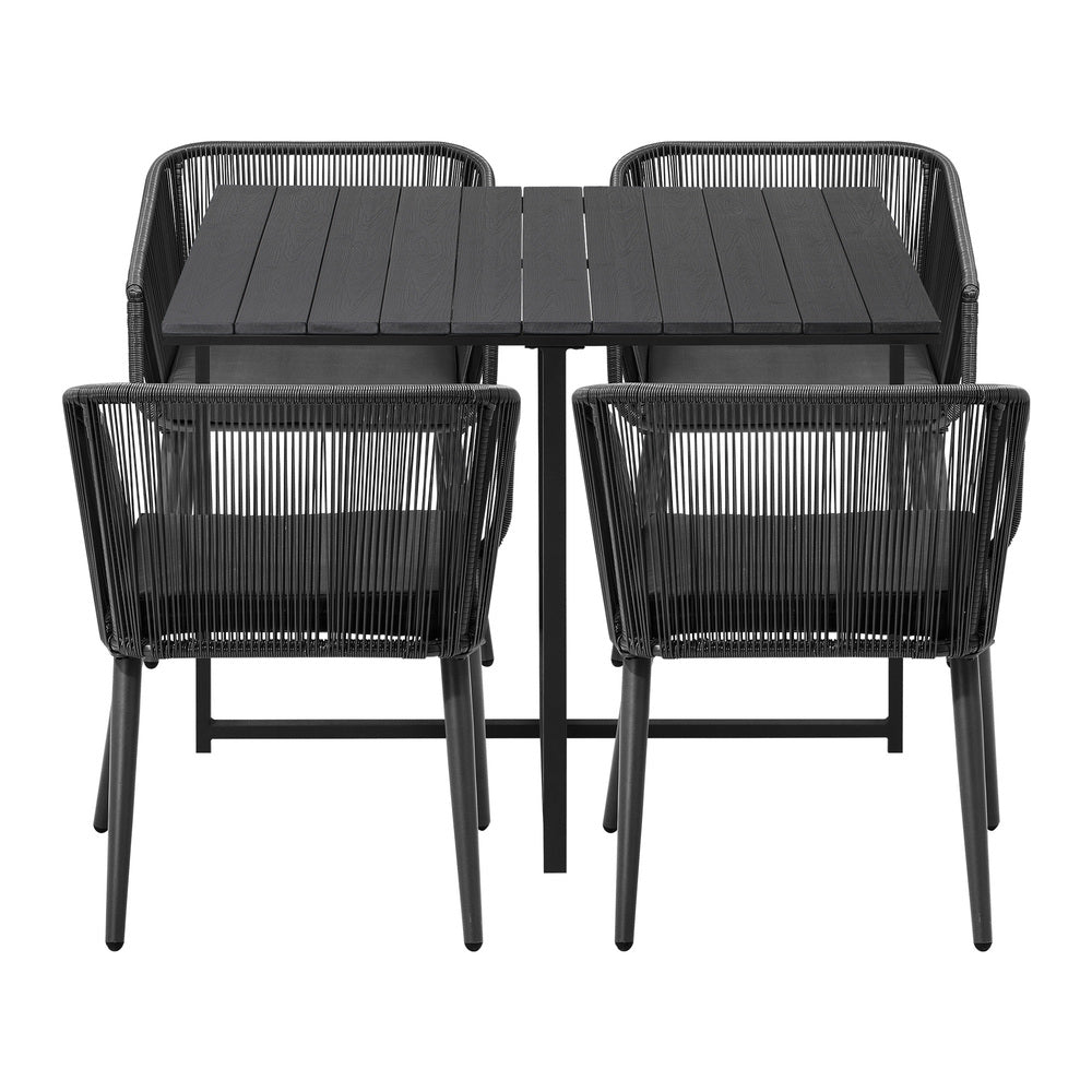 Livsip 5PCS Outdoor Dining Set Black Table Lounge Chairs-Outdoor Dining Set-PEROZ Accessories