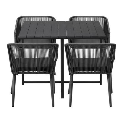 Livsip 5PCS Outdoor Dining Set Black Table Lounge Chairs-Outdoor Dining Set-PEROZ Accessories