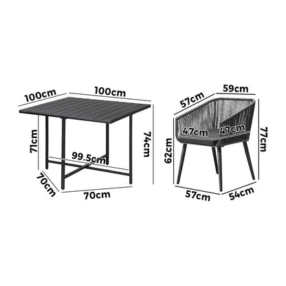 Livsip 5PCS Outdoor Dining Set Black Table Lounge Chairs-Outdoor Dining Set-PEROZ Accessories