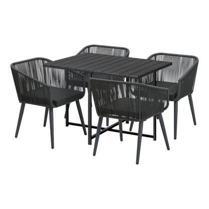 Livsip 5PCS Outdoor Dining Set Black Table Lounge Chairs-Outdoor Dining Set-PEROZ Accessories