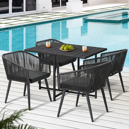 Livsip 5PCS Outdoor Dining Set Black Table Lounge Chairs-Outdoor Dining Set-PEROZ Accessories