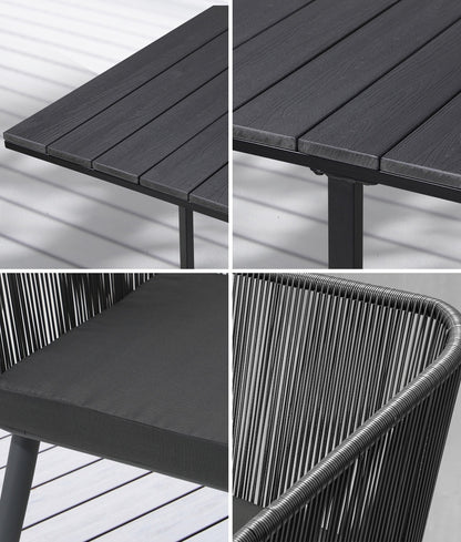 Livsip 5PCS Outdoor Dining Set Black Table Lounge Chairs-Outdoor Dining Set-PEROZ Accessories