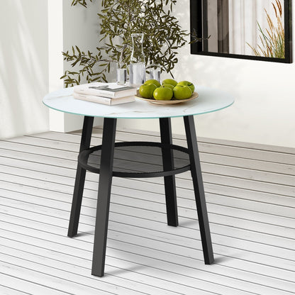 Livsip Outdoor Dining Table w/ Storage Shelf Black 90cm-Dining Table-PEROZ Accessories