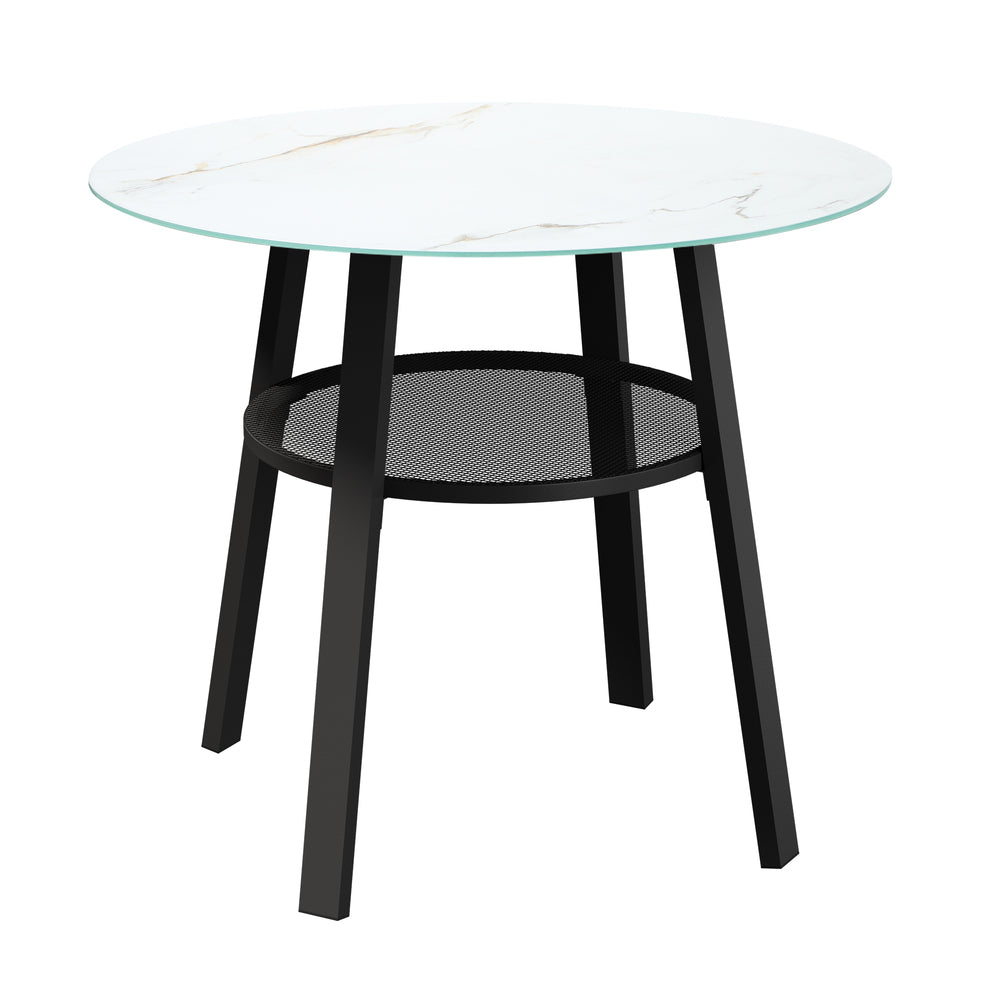 Livsip Outdoor Dining Table w/ Storage Shelf Black 90cm-Dining Table-PEROZ Accessories