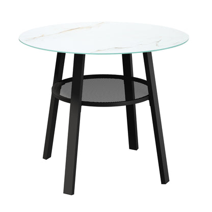 Livsip Outdoor Dining Table w/ Storage Shelf Black 90cm-Dining Table-PEROZ Accessories