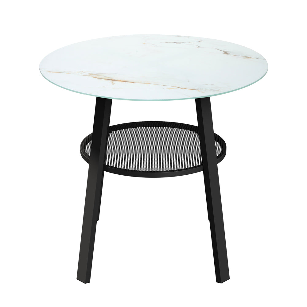 Livsip Outdoor Dining Table w/ Storage Shelf Black 90cm-Dining Table-PEROZ Accessories