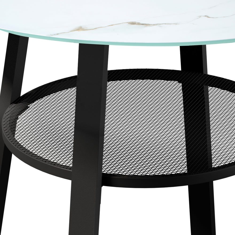 Livsip Outdoor Dining Table w/ Storage Shelf Black 90cm-Dining Table-PEROZ Accessories