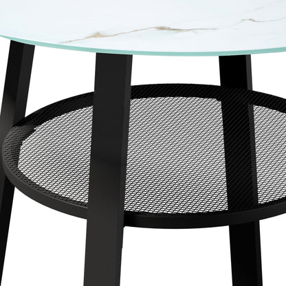 Livsip Outdoor Dining Table w/ Storage Shelf Black 90cm-Dining Table-PEROZ Accessories