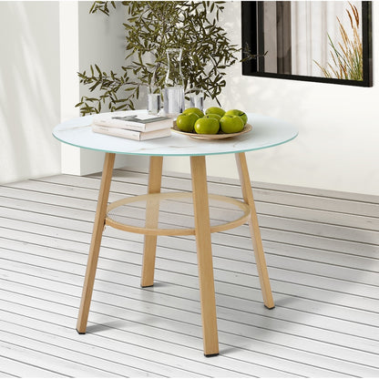 Livsip Outdoor Dining Table w/ Storage Shelf Brown 90cm-Dining Table-PEROZ Accessories