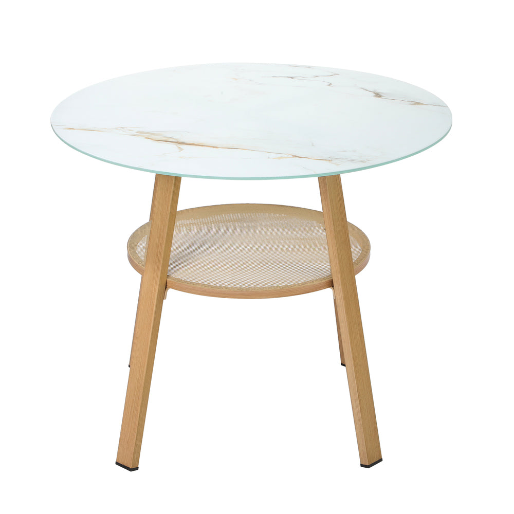 Livsip Outdoor Dining Table w/ Storage Shelf Brown 90cm-Dining Table-PEROZ Accessories