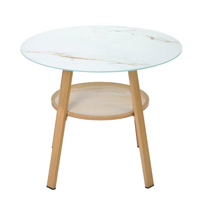 Livsip Outdoor Dining Table w/ Storage Shelf Brown 90cm-Dining Table-PEROZ Accessories