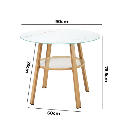 Livsip Outdoor Dining Table w/ Storage Shelf Brown 90cm-Dining Table-PEROZ Accessories