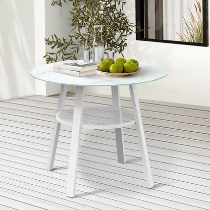 Livsip Outdoor Dining Table w/ Storage Shelf White 90cm-Dining Table-PEROZ Accessories