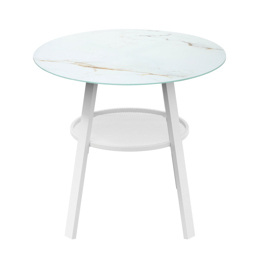 Livsip Outdoor Dining Table w/ Storage Shelf White 90cm-Dining Table-PEROZ Accessories