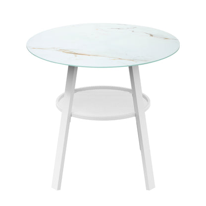 Livsip Outdoor Dining Table w/ Storage Shelf White 90cm-Dining Table-PEROZ Accessories