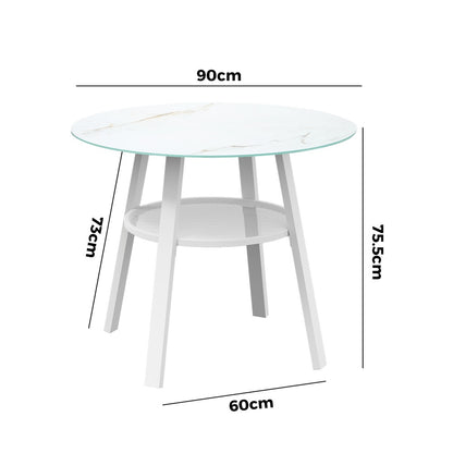 Livsip Outdoor Dining Table w/ Storage Shelf White 90cm-Dining Table-PEROZ Accessories