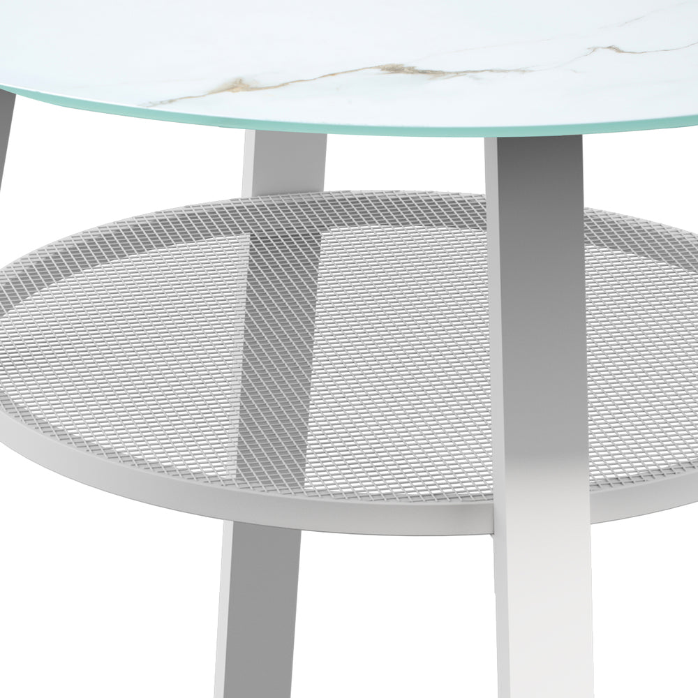 Livsip Outdoor Dining Table w/ Storage Shelf White 90cm-Dining Table-PEROZ Accessories