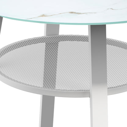 Livsip Outdoor Dining Table w/ Storage Shelf White 90cm-Dining Table-PEROZ Accessories
