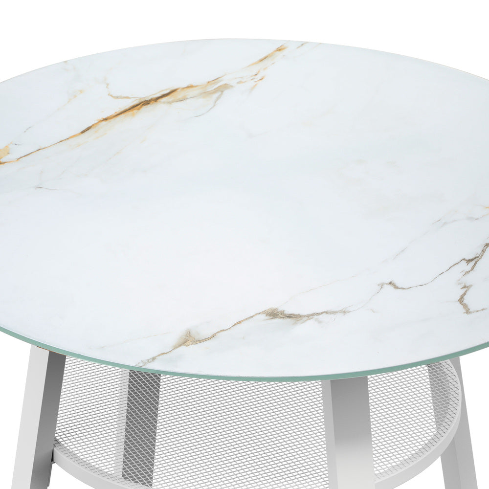 Livsip Outdoor Dining Table w/ Storage Shelf White 90cm-Dining Table-PEROZ Accessories