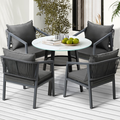 Livsip 5PCS Outdoor Dining Set Table Lounge Chair-Outdoor Dining Set-PEROZ Accessories
