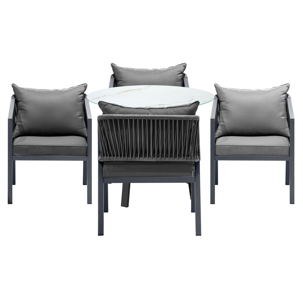 Livsip 5PCS Outdoor Dining Set Table Lounge Chair-Outdoor Dining Set-PEROZ Accessories
