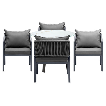 Livsip 5PCS Outdoor Dining Set Table Lounge Chair-Outdoor Dining Set-PEROZ Accessories