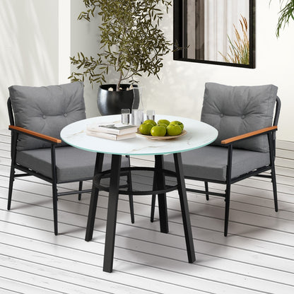 Livsip Outdoor Dining Set 3PC Lounge Setting Table Storage Shelf-Outdoor Dining Set-PEROZ Accessories