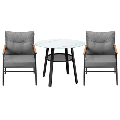Livsip Outdoor Dining Set 3PC Lounge Setting Table Storage Shelf-Outdoor Dining Set-PEROZ Accessories