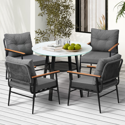 Livsip Outdoor Dining Set 5PC Lounge Setting Table Storage Shelf-Outdoor Dining Set-PEROZ Accessories