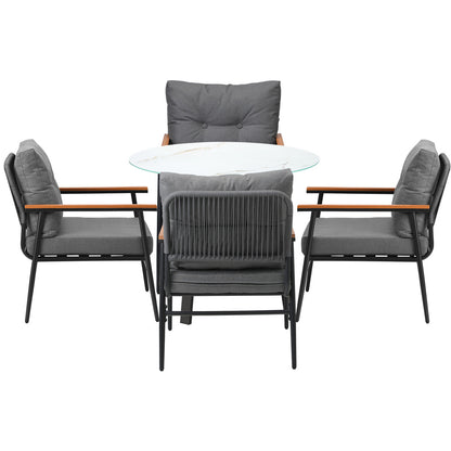Livsip Outdoor Dining Set 5PC Lounge Setting Table Storage Shelf-Outdoor Dining Set-PEROZ Accessories