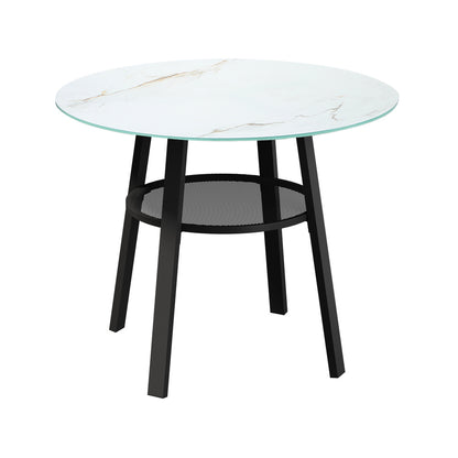 Livsip Outdoor Dining Set 2 Seater Marble Tempered Glass Table-Outdoor Dining Set-PEROZ Accessories