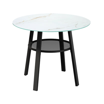 Livsip Outdoor Dining Set 4 Seater Marble Tempered Glass Table-Outdoor Dining Set-PEROZ Accessories