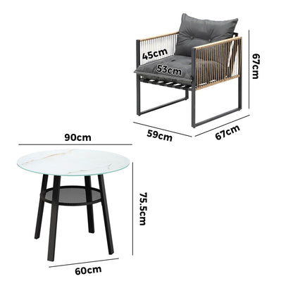 Livsip Outdoor Patio Set 4 Seater Bistro Setting-Outdoor Dining Set-PEROZ Accessories