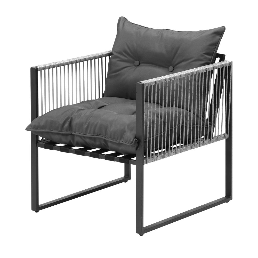 Livsip 3PCS Outdoor Dining Set Round Table PE Wicker Chairs-Outdoor Dining Set-PEROZ Accessories