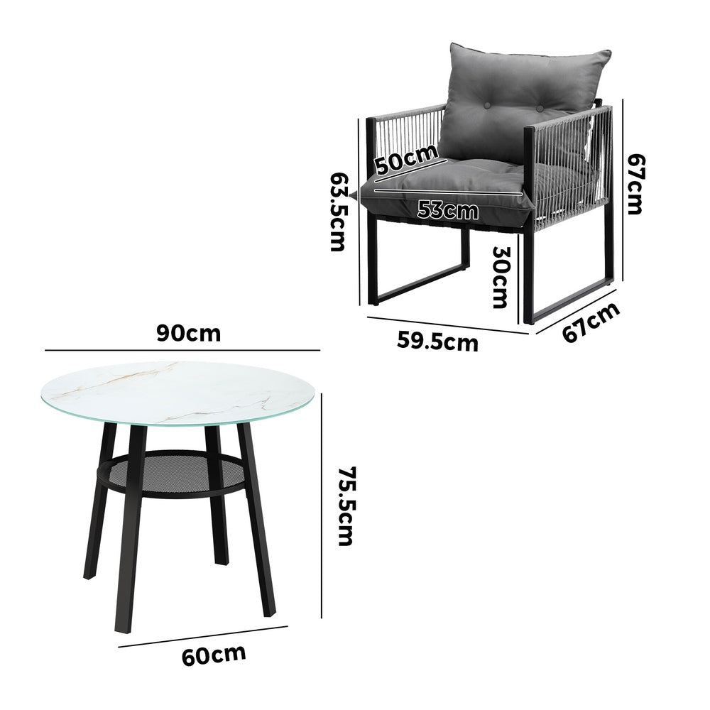 Livsip 5PCS Outdoor Dining Set Round Table PE Wicker Chairs-Outdoor Dining Set-PEROZ Accessories