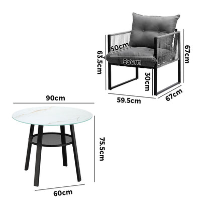 Livsip 5PCS Outdoor Dining Set Round Table PE Wicker Chairs-Outdoor Dining Set-PEROZ Accessories