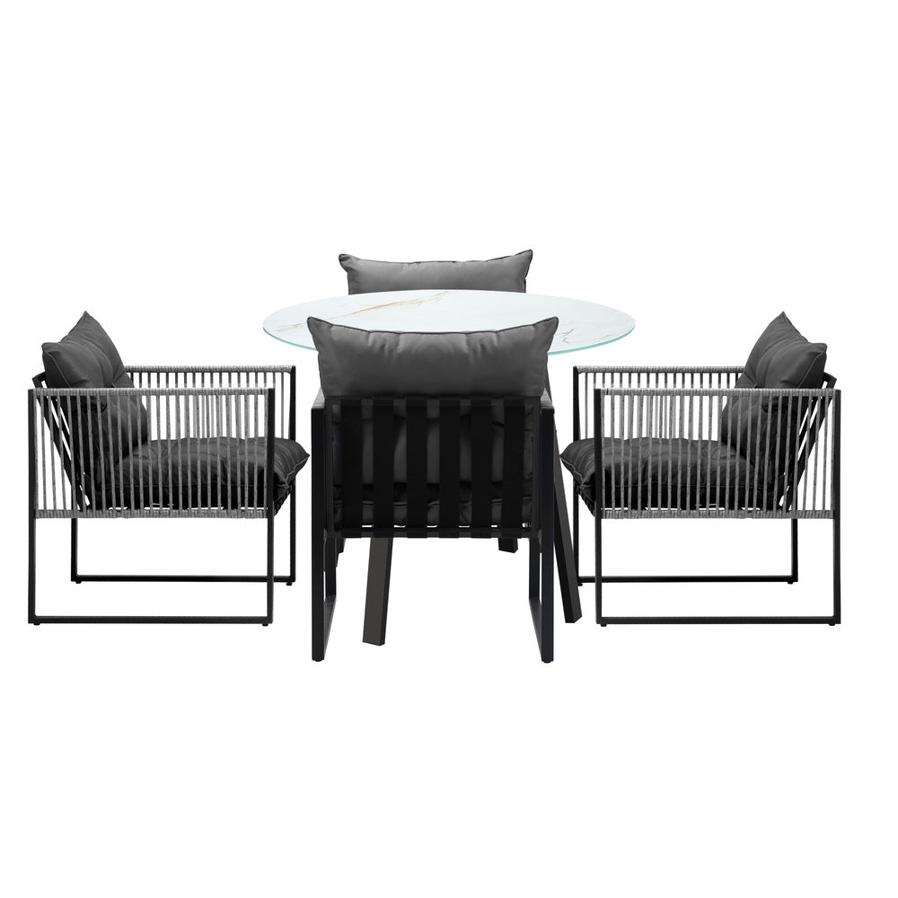 Livsip 5PCS Outdoor Dining Set Round Table PE Wicker Chairs-Outdoor Dining Set-PEROZ Accessories