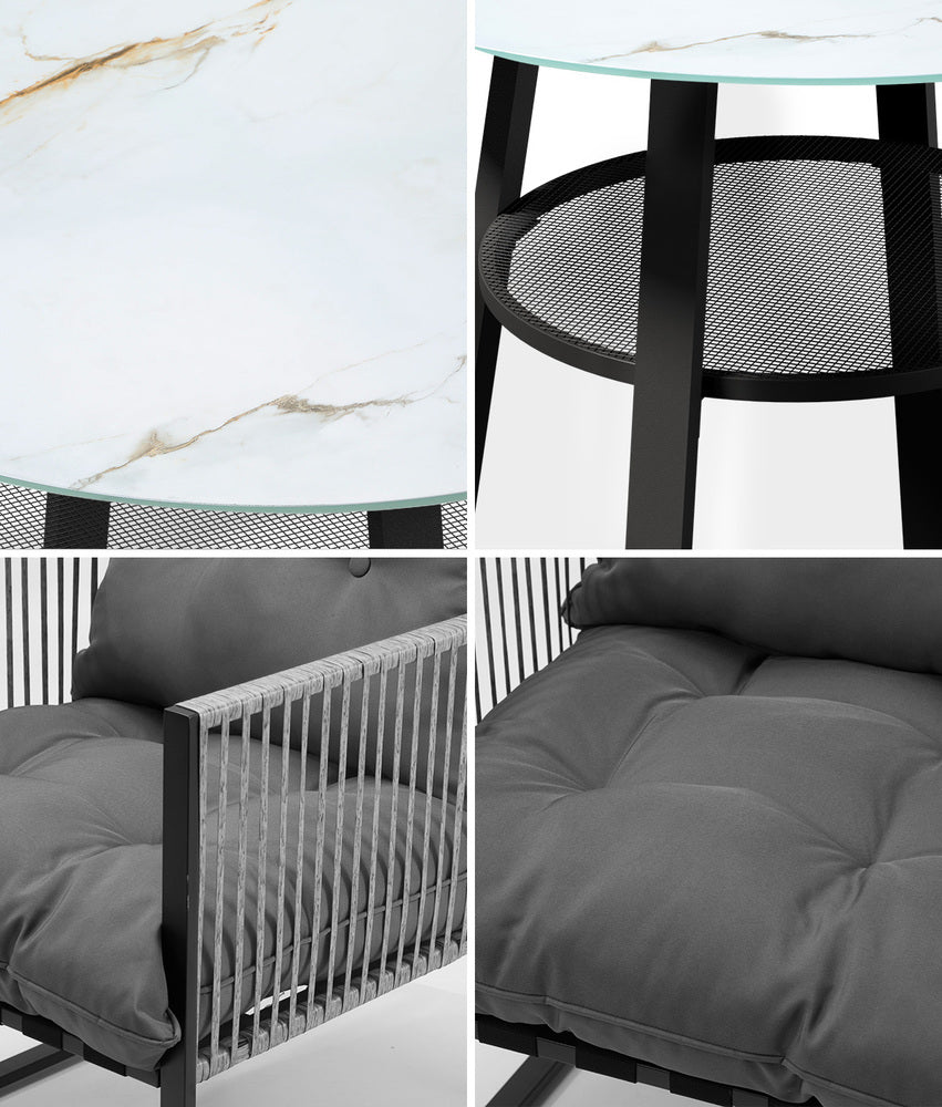 Livsip 5PCS Outdoor Dining Set Round Table PE Wicker Chairs-Outdoor Dining Set-PEROZ Accessories