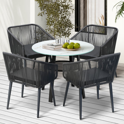 Livsip 5PCS Outdoor Dining Set Marble-style Table-Outdoor Dining Set-PEROZ Accessories
