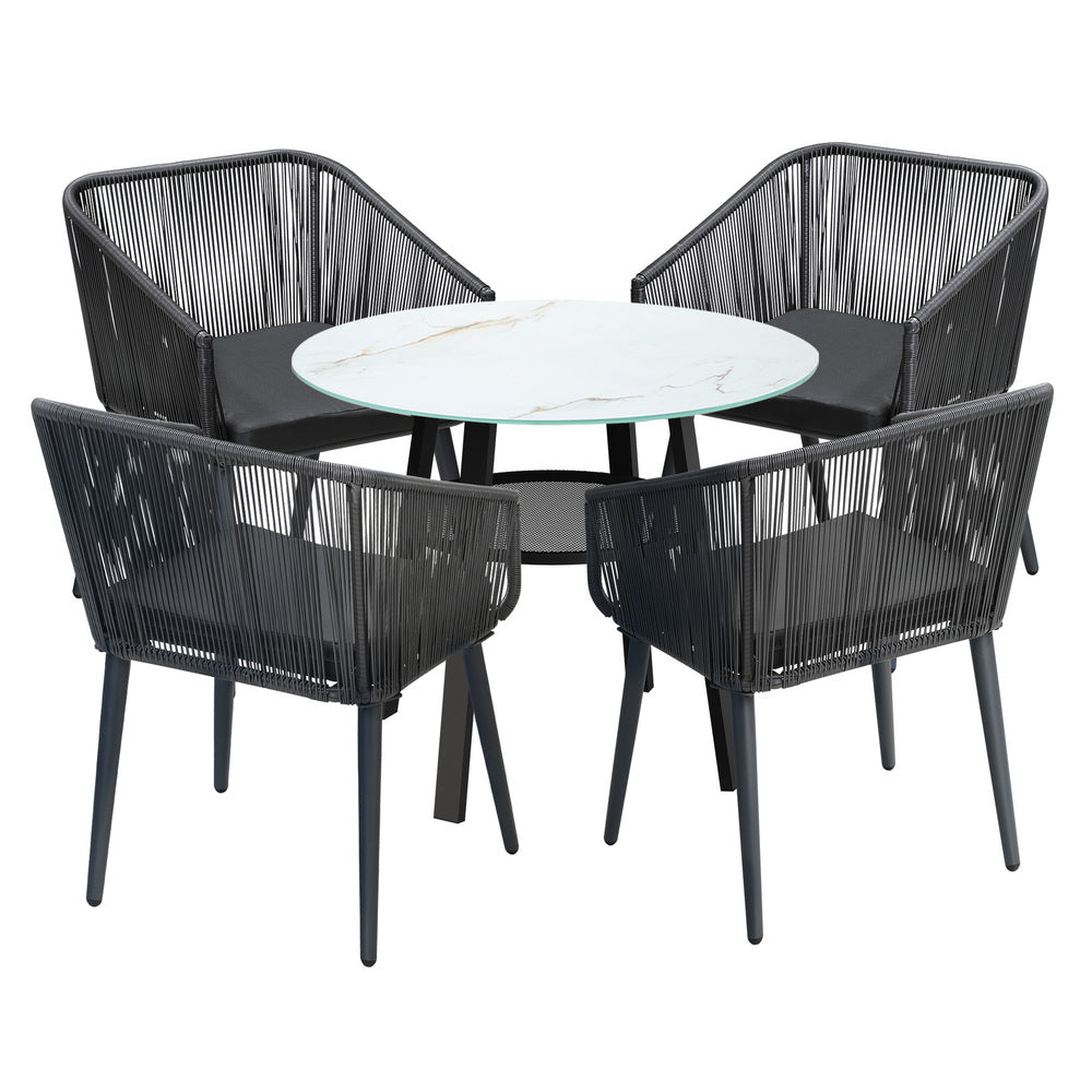 Livsip 5PCS Outdoor Dining Set Marble-style Table-Outdoor Dining Set-PEROZ Accessories