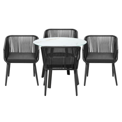 Livsip 5PCS Outdoor Dining Set Marble-style Table-Outdoor Dining Set-PEROZ Accessories