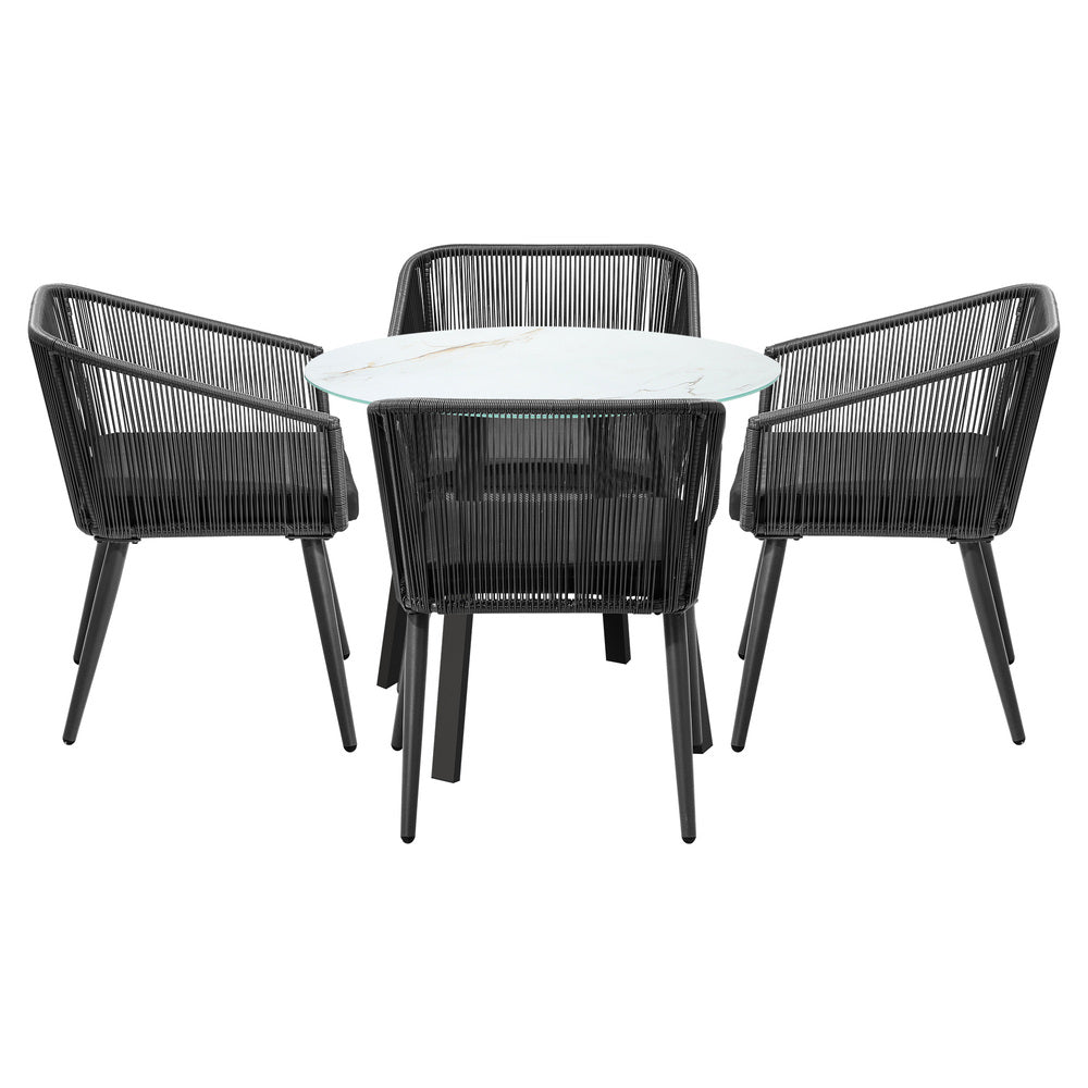 Livsip 5PCS Outdoor Dining Set Marble-style Table-Outdoor Dining Set-PEROZ Accessories
